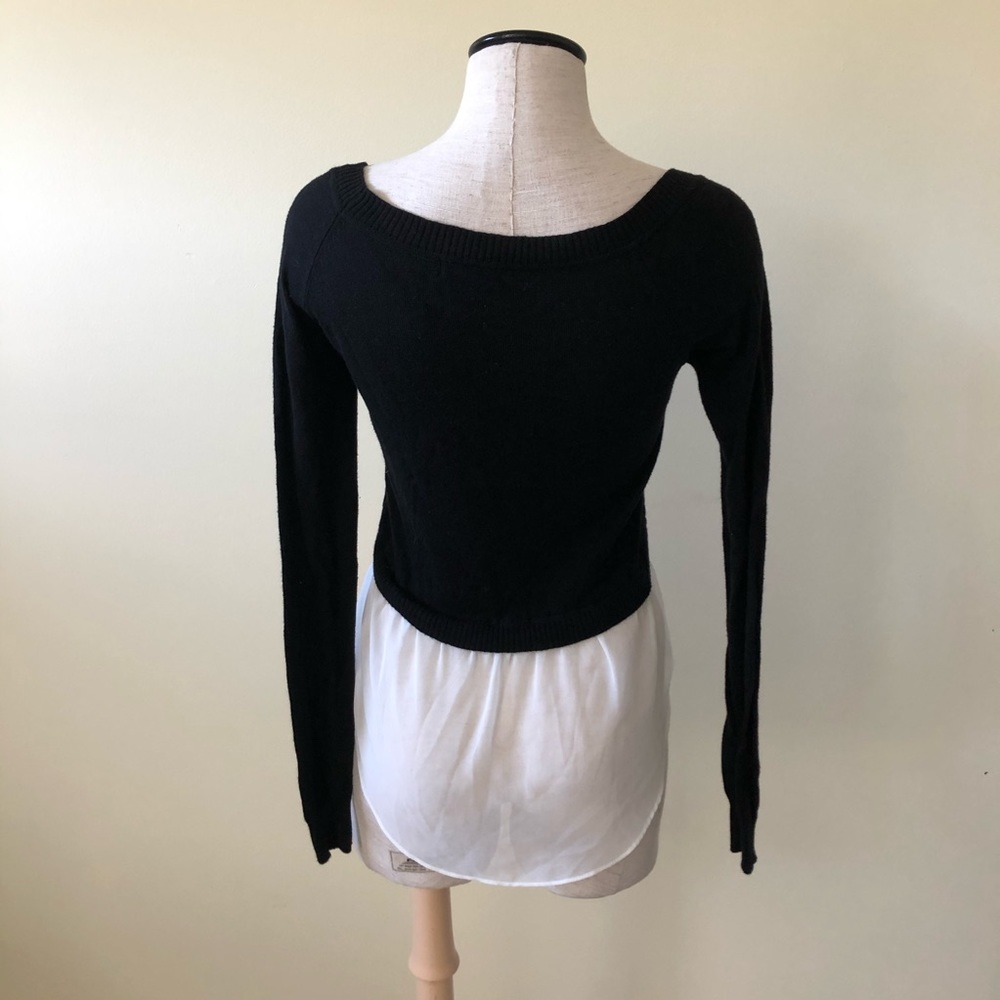 Aqua black half sweater over white top - Picture 4 of 6
